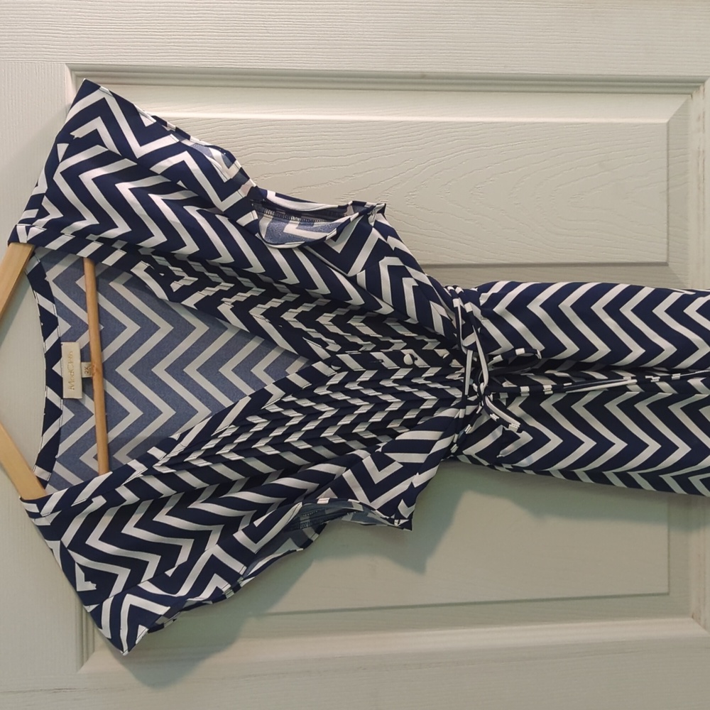 Navy Blue Chevron Sleeveless Top ModCloth 2X
